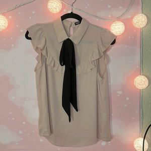 Blush Pink Shein Blouse with tie neck, size medium